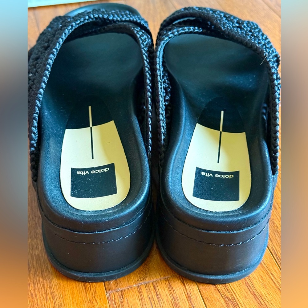 Dolce Vita Black Women's Chunky Platform wedge Slides Sandals sz 12 - Picture 4 of 10